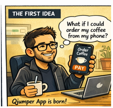 Adam and Shaun building the first QJumper coffee ordering app together
