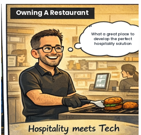 Adam running a busy Re:Burger restaurant in Auckland